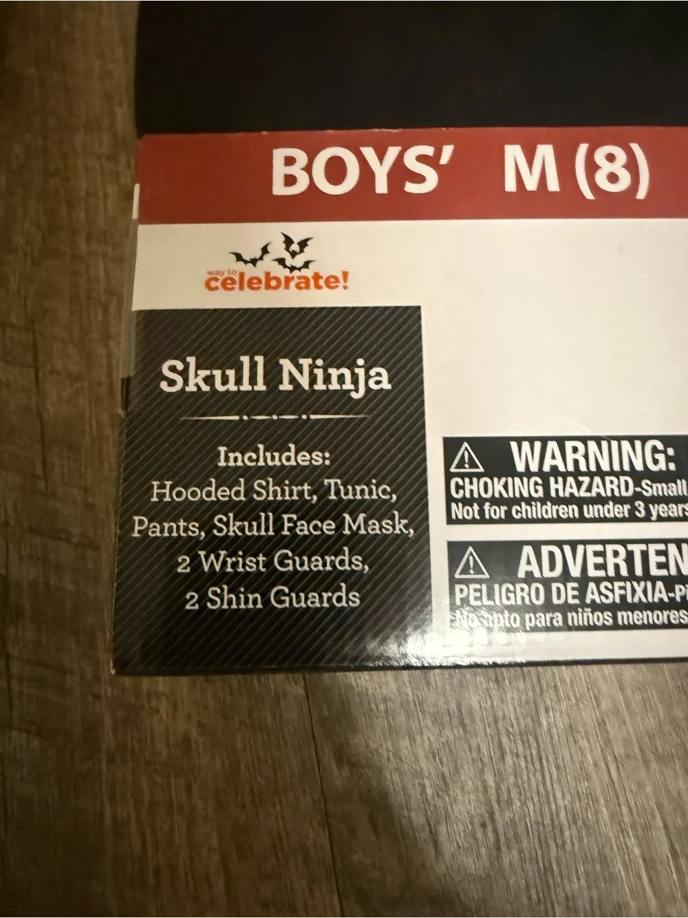 Boys' Black Skull Ninja Costume - Size M (8)